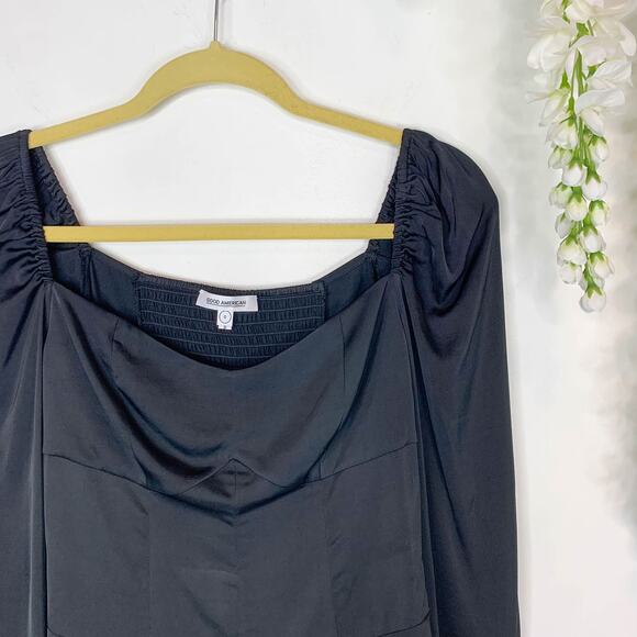 NWT GOOD AMERICAN Too Tempted Satin Corset Top whimsigoth black 2k - Picture 3 of 9